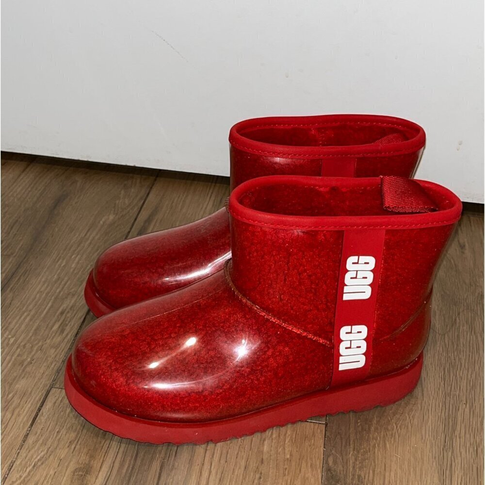 UGG Red Classic Clear Mini Waterproof Boots Women’s Size 5
